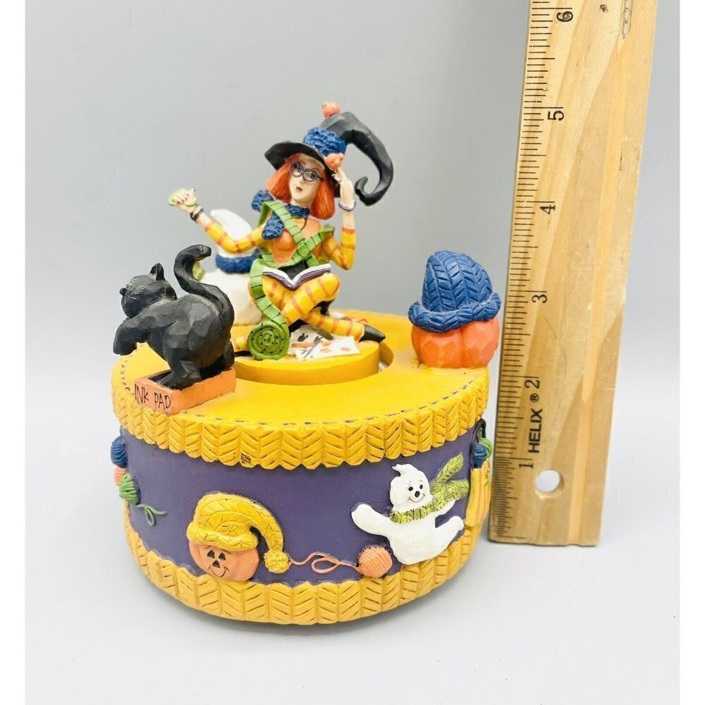 Crafty Witch Musical Box Crafter Scrapbook Sew Knit Crochet Cat Ghost Works!! - Picture 5 of 5